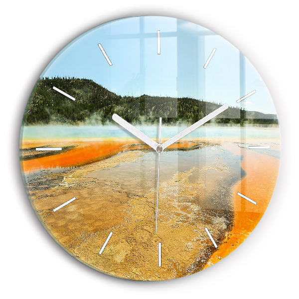 Reloj redondo pared Lago con montañas