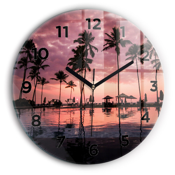 Reloj de cristal redondo Palmeras en Hawai