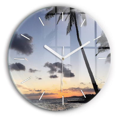 Reloj redondo pared Palmera y amanecer