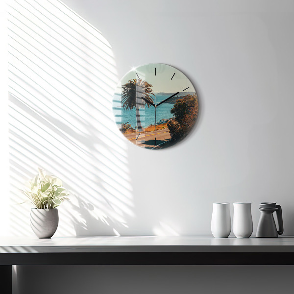 Reloj redondo pared Palmeras en Malibú