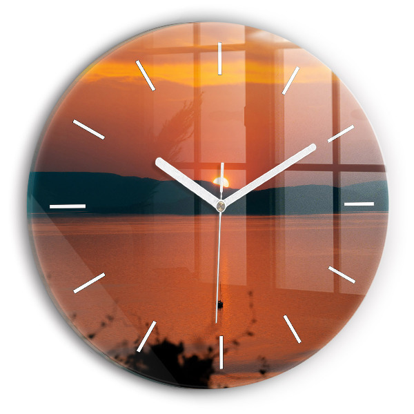 Reloj redondo pared Lago Balaton al atardecer