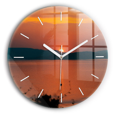 Reloj redondo pared Lago Balaton al atardecer