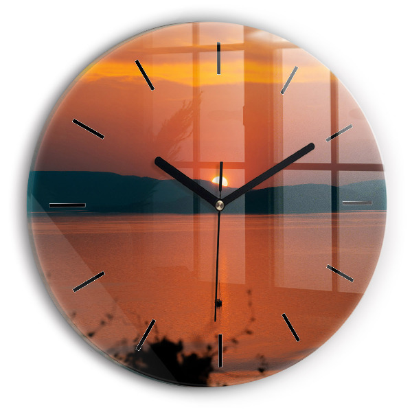 Reloj redondo pared Lago Balaton al atardecer