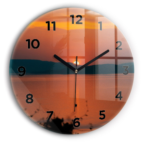 Reloj redondo pared Lago Balaton al atardecer