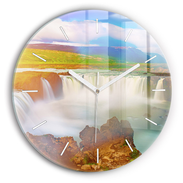 Reloj redondo pared Godafoss en Islandia