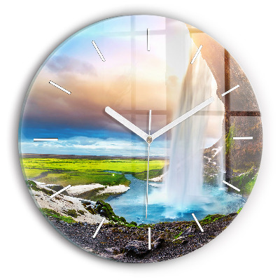 Reloj de pared redondo Cascada en Islandia