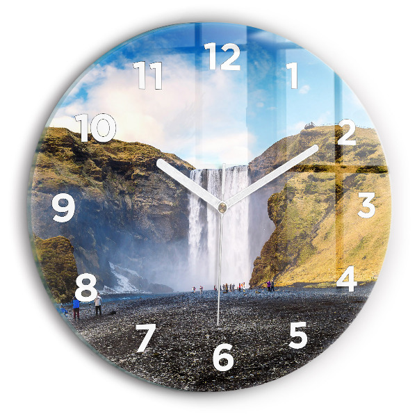Reloj de cristal redondo Cascada en Islandia