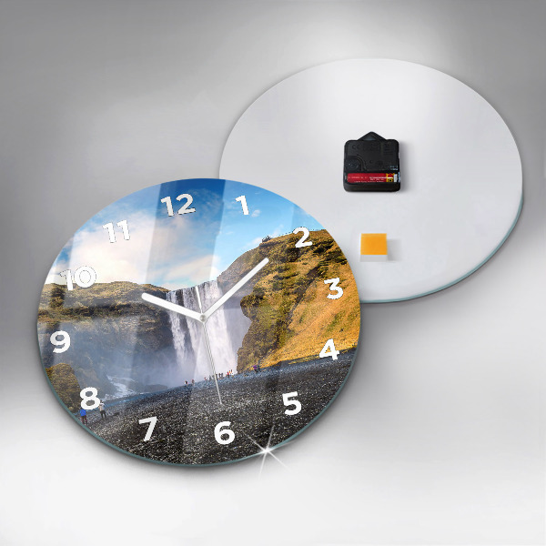 Reloj de cristal redondo Cascada en Islandia