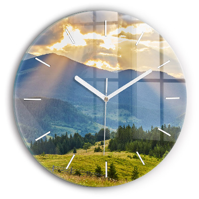 Reloj redondo pared Paisaje con bosques