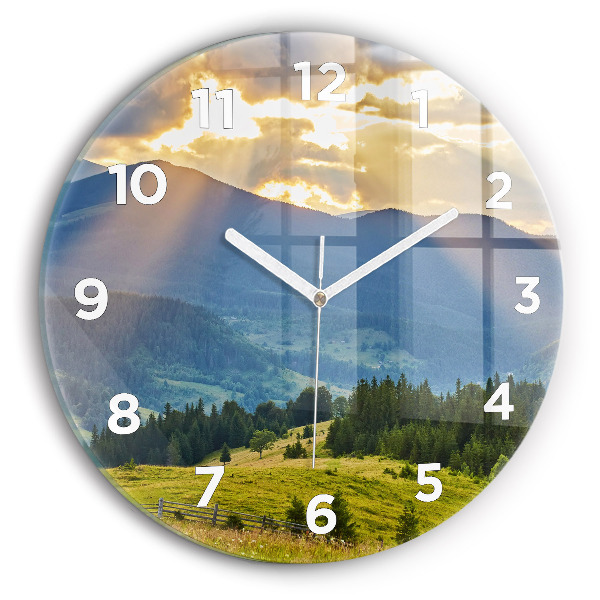 Reloj redondo pared Paisaje con bosques