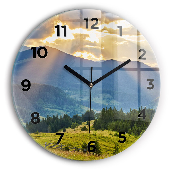 Reloj redondo pared Paisaje con bosques