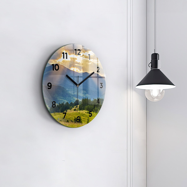 Reloj redondo pared Paisaje con bosques
