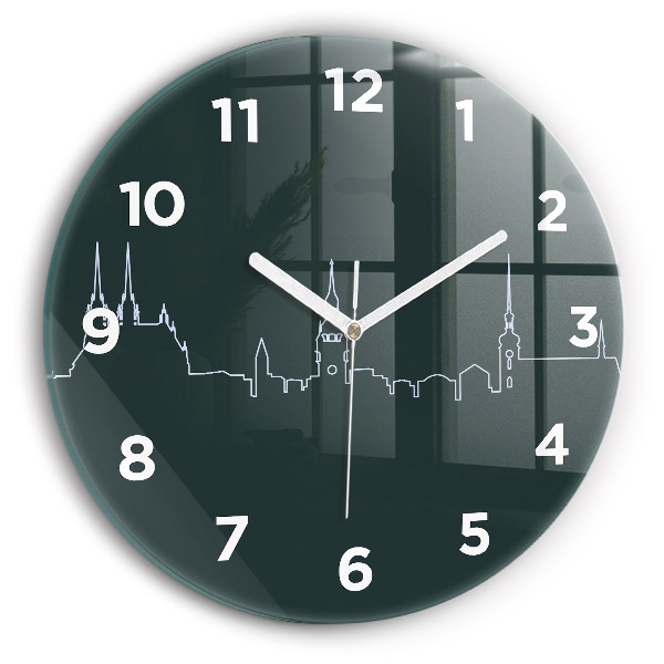 Reloj de cristal redondo Line-art de la ciudad de Brno