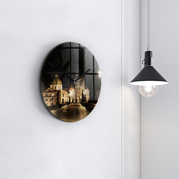 Reloj de pared redondo Puente de Carlos en Praga