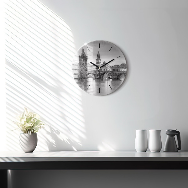 Reloj redondo pared Vista del Puente de Carlos Praga