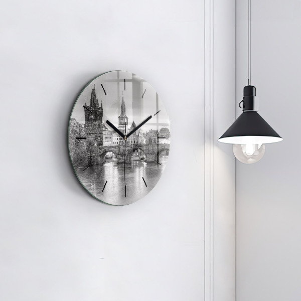 Reloj redondo pared Vista del Puente de Carlos Praga
