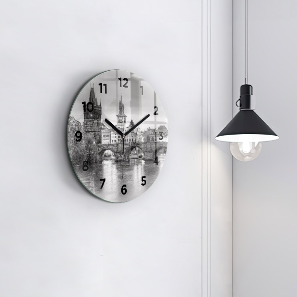 Reloj redondo pared Vista del Puente de Carlos Praga