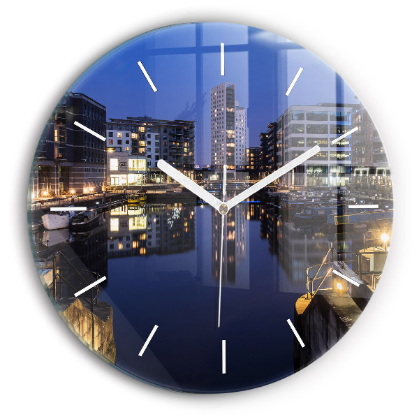 Reloj de pared redondo Ciudad iluminada de noche