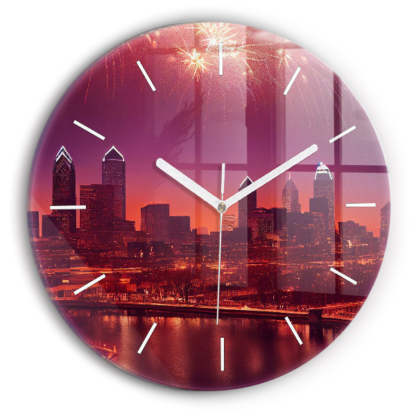 Reloj de pared redondo Ciudad de noche en Filadelfia