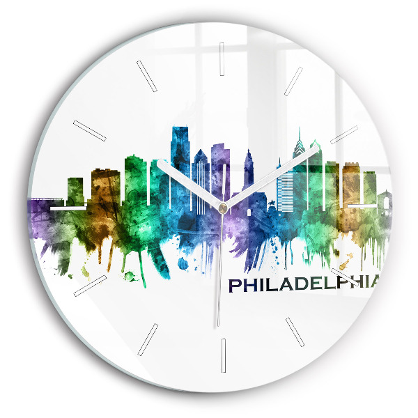 Reloj redondo pared Filadelfia colorida