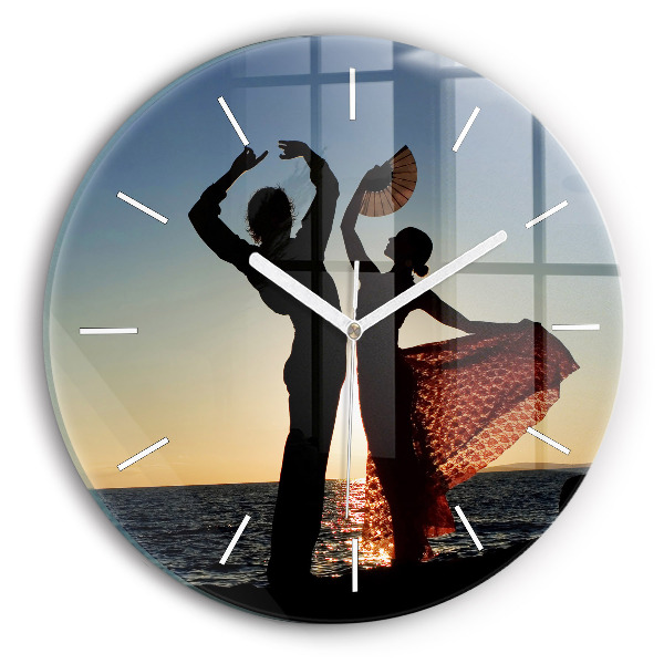Reloj de cristal redondo Baile español en el mar