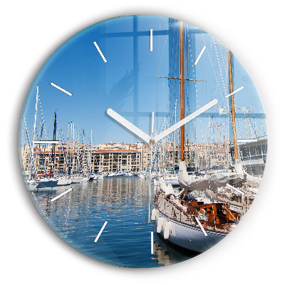 Reloj de cristal redondo Puerto deportivo de Marsella Francia