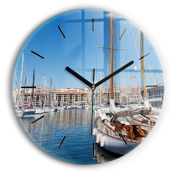 Reloj de cristal redondo Puerto deportivo de Marsella Francia