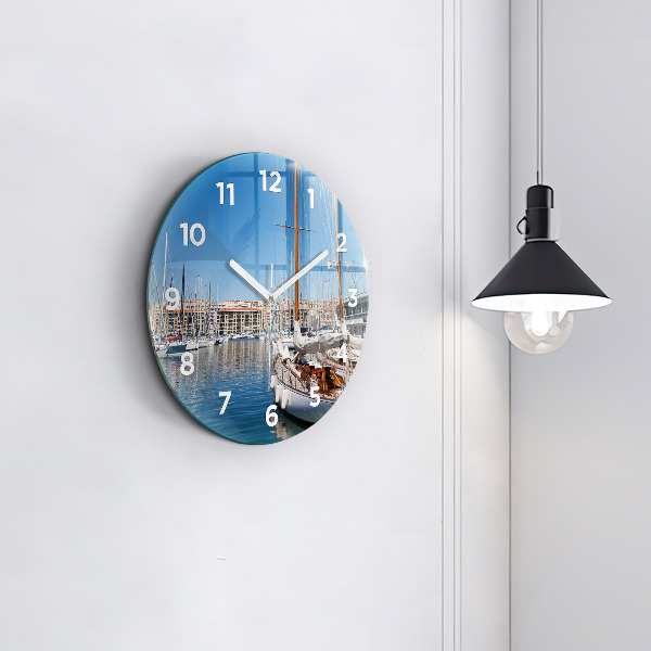 Reloj de cristal redondo Puerto deportivo de Marsella Francia