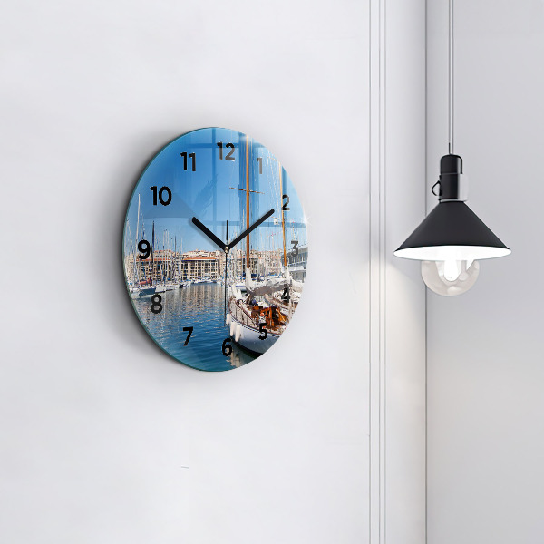 Reloj de cristal redondo Puerto deportivo de Marsella Francia