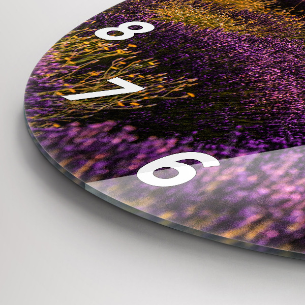 Reloj de cristal redondo Pradera de lavanda Francia