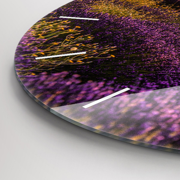 Reloj de cristal redondo Pradera de lavanda Francia