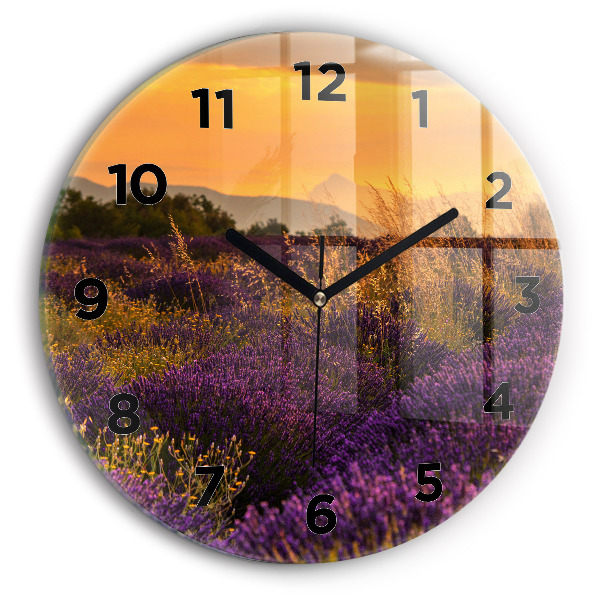 Reloj de cristal redondo Pradera de lavanda Francia