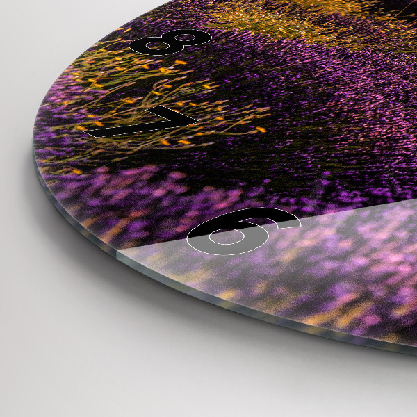 Reloj de cristal redondo Pradera de lavanda Francia