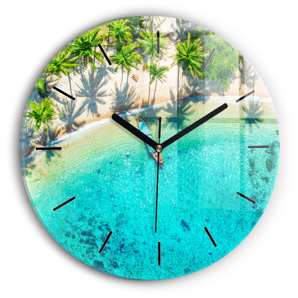 Reloj de cristal redondo Playa tropical de Koh Tao