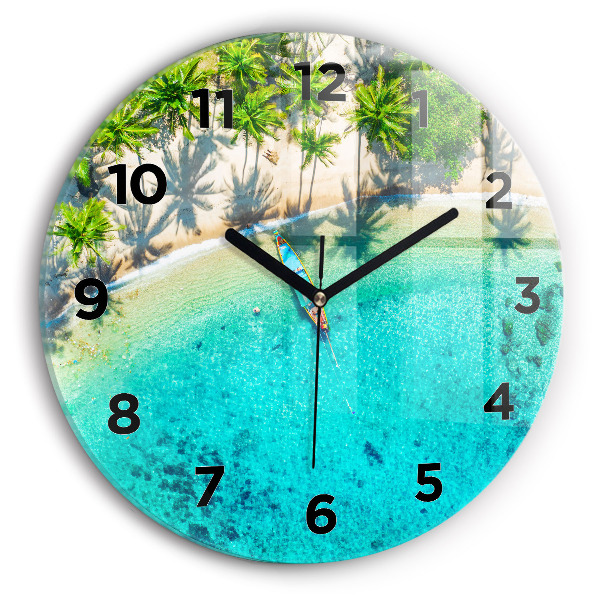 Reloj de cristal redondo Playa tropical de Koh Tao