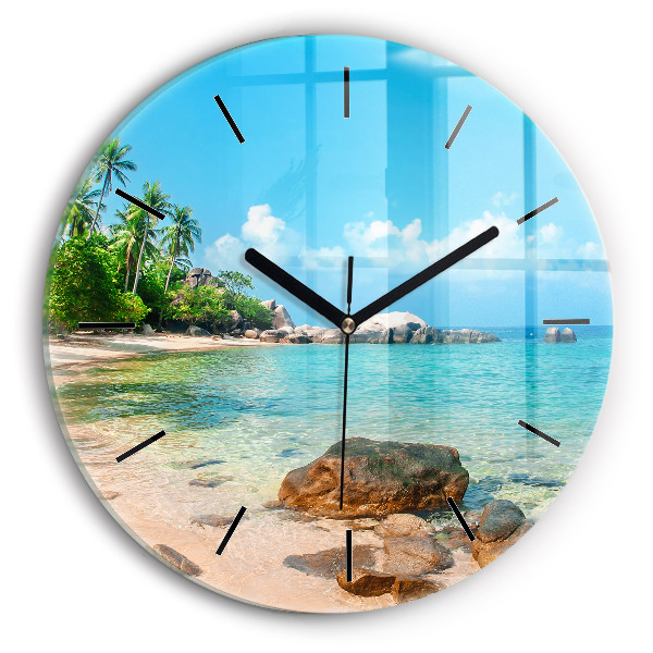 Reloj redondo pared Hermosa playa en Tailandia