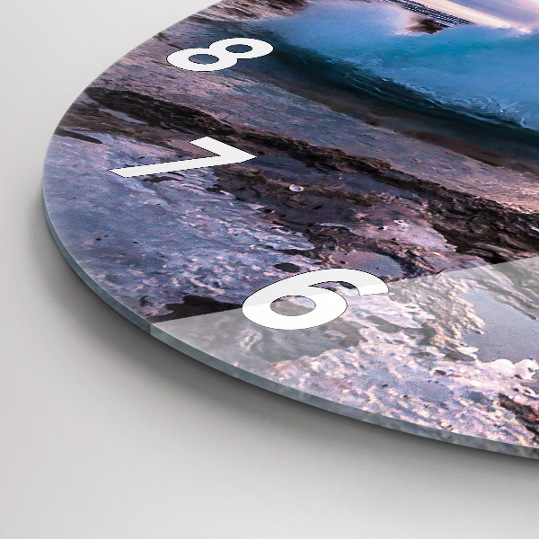 Reloj de cristal redondo Géiser en la isla de Islandia