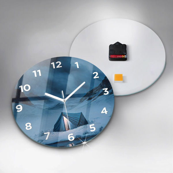 Reloj de cristal redondo Tienda de campaña en las montañas de Islandia