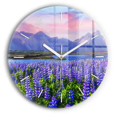 Reloj de cristal redondo Vista de montaña Islandia