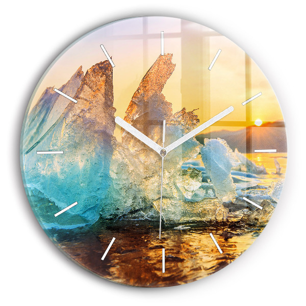 Reloj de pared redondo Iceberg y amanecer