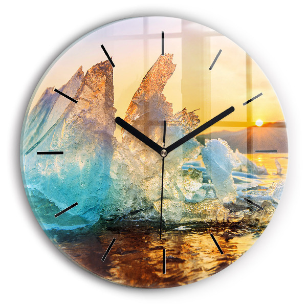 Reloj de pared redondo Iceberg y amanecer