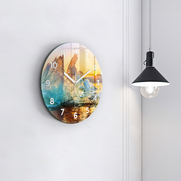 Reloj de pared redondo Iceberg y amanecer