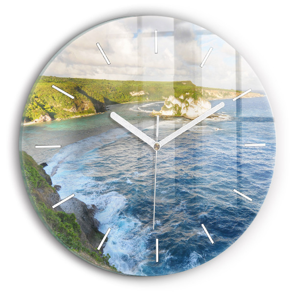 Reloj de cristal redondo Costa oceánica