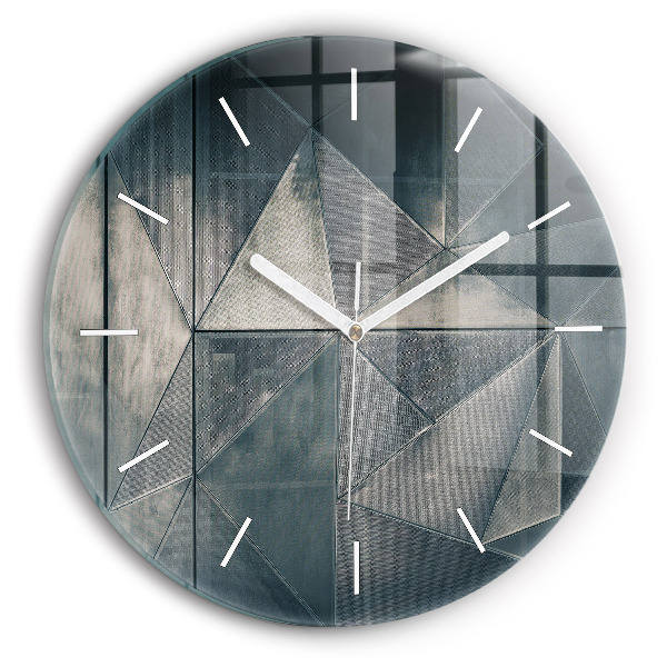 Reloj redondo pared Metal triángulos abstractos