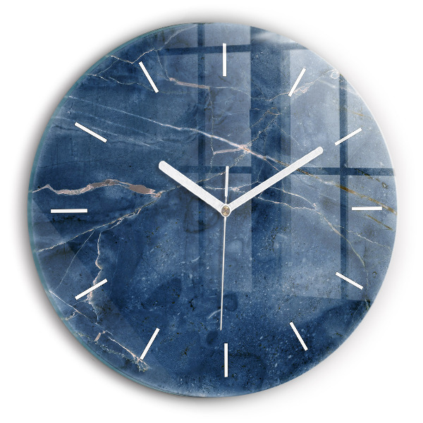 Reloj redondo pared Textura de mármol azul