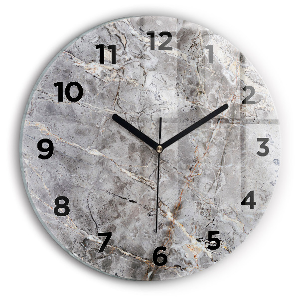 Reloj de cristal redondo Granito gris Piedra de mármol