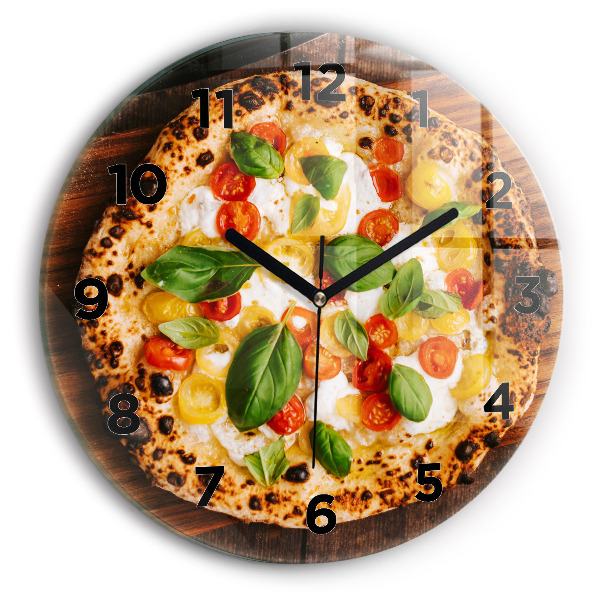 Reloj de cristal redondo Pizza italiana
