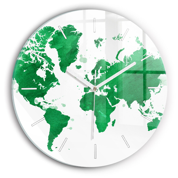 Reloj de cristal redondo Mapamundi verde