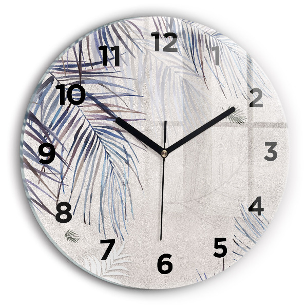 Reloj redondo pared Hoja de palmera
