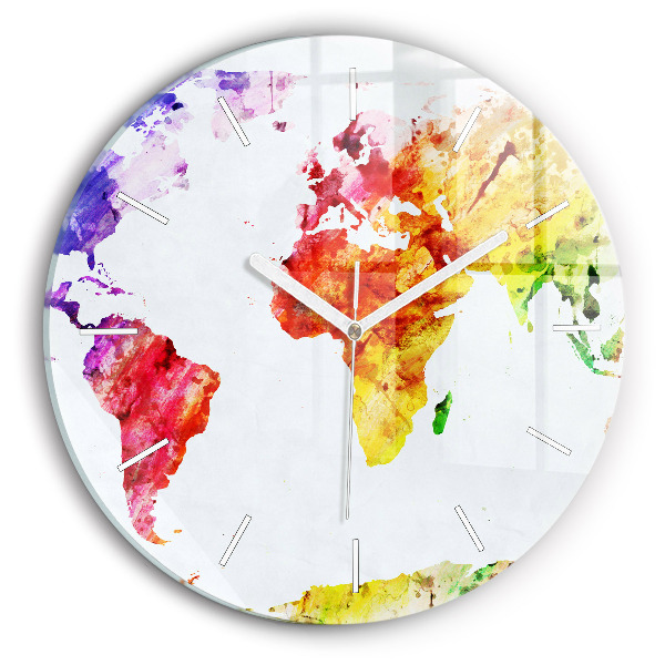 Reloj de pared redondo Mapamundi en acuarela